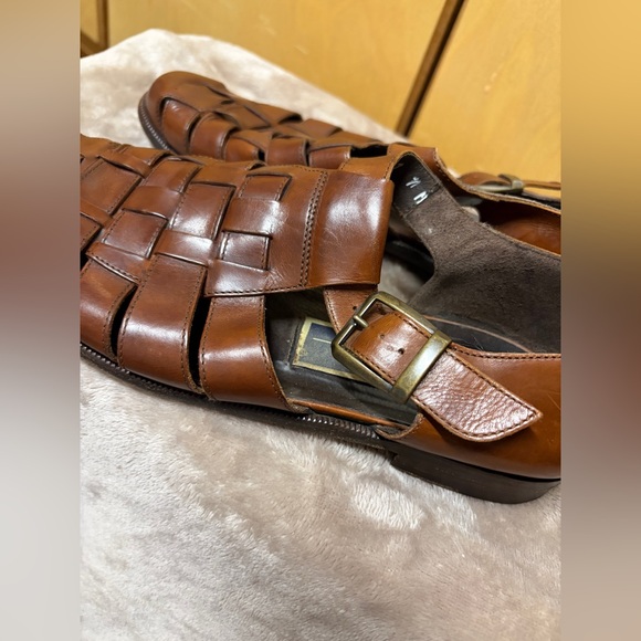 Vintage Cole Haan Bragano Brown Leather Fisherman Sandals Size 7M - Womens 9 - Picture 2 of 10